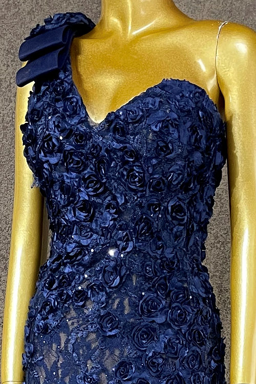 Jovani ダークブルー マーメイドラインロングドレス